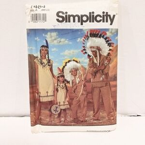 𝅺2/$20 Simplicity kids Indian costume pattern S-L